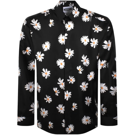 Product image for Moschino All Over Daisy Print Silk Shirt Black