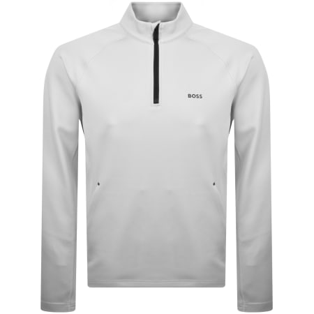 Product image for BOSS Quarter Zip Active Sweatshirt Grey