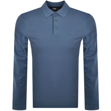 Product image for BOSS Pado 30 Long Sleeved Polo T Shirt Blue
