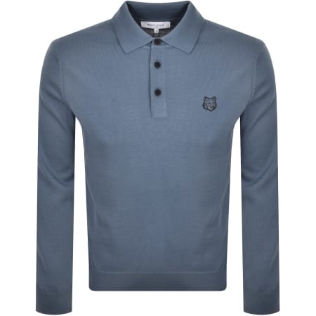Product image for Maison Kitsune Fox Head Knit Jumper Blue