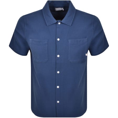 Product image for Farah Judson Waffle Shirt Cold Metal Blue