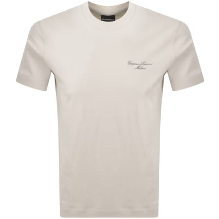 Product image for Emporio Armani Embroidered Logo T Shirt Beige