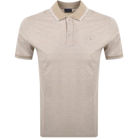 Product image for Paul And Shark Jaspe Pique Striped Polo Beige