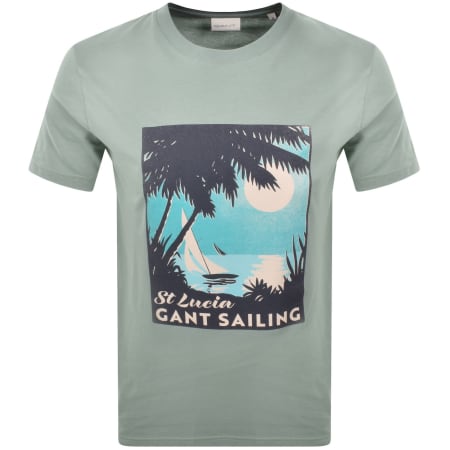 Product image for Gant Regular Fit Graphic T Shirt Green