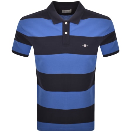 Product image for Gant Block Stripe Polo T Shirt Rich Blue
