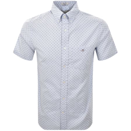 Product image for Gant Micro Print Short Sleeved Shirt Light Blue