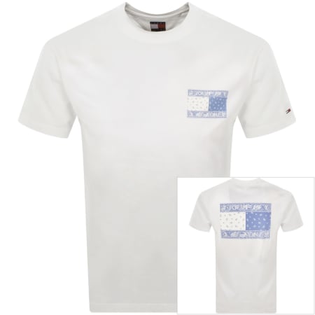 Product image for Tommy Jeans Paisley Flag Logo T Shirt White
