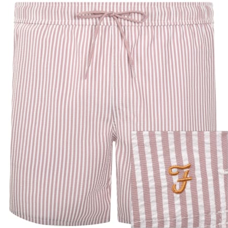 Product image for Farah Colbert Seersucker Stripe Swim Shorts Pink