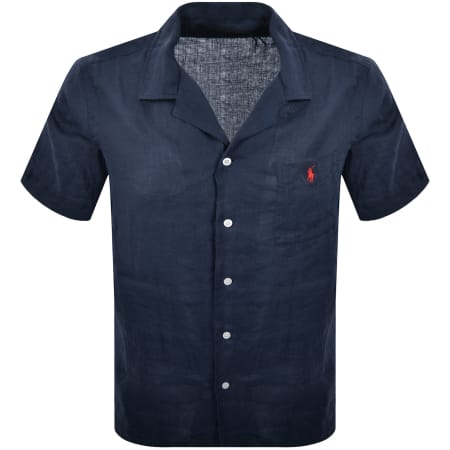 Product image for Ralph Lauren Linen Short Sleeve Shirt Navy