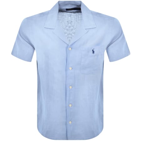 Product image for Ralph Lauren Linen Short Sleeve Shirt Blue