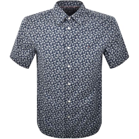 Product image for Tommy Hilfiger Flex Poplin Palm Print Shirt Navy