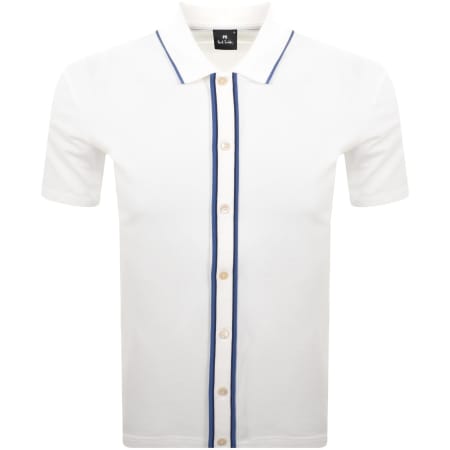Product image for Paul Smith Button Front Polo T Shirt White