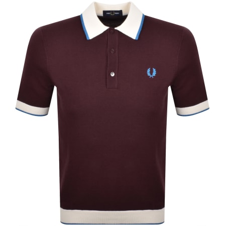 Product image for Fred Perry Tipped Knit Polo T Shirt Oxblood