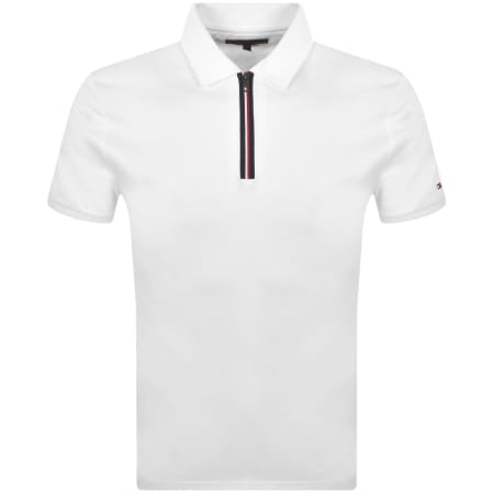 Product image for Tommy Hilfiger Interlock Zip Polo T Shirt White