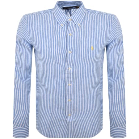 Product image for Ralph Lauren Striped Long Sleeved Shirt Blue
