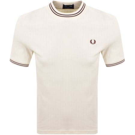 Product image for Fred Perry Ribbed Jersey T Shirt Ecru