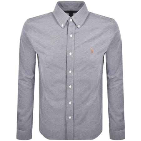 Product image for Ralph Lauren Knit Oxford Long Sleeved Shirt Navy