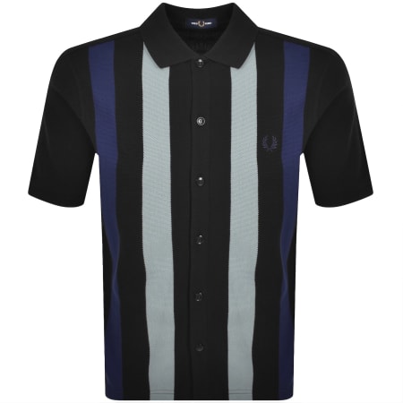 Product image for Fred Perry Vertical Stripe Polo T Shirt Black