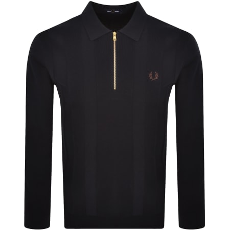 Product image for Fred Perry Tonal Stripe Polo Jumper Navy