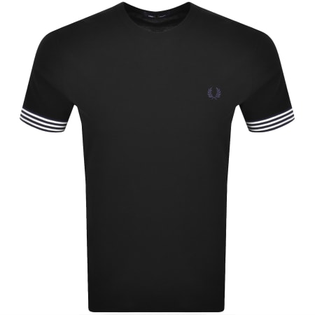 Product image for Fred Perry Striped Cuff T Shirt Black