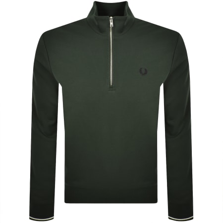 Product image for Fred Perry Half Zip Sweatshirt Court Green