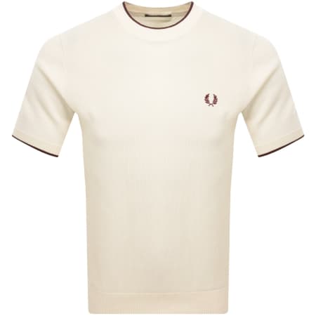Product image for Fred Perry Pique Stitch Knit T Shirt Ecru
