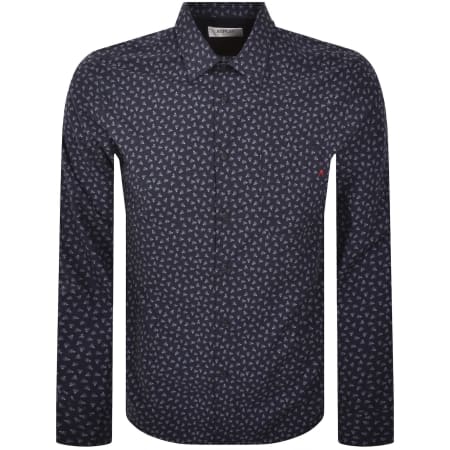 Product image for Replay Patterned Long Sleeved Shirt Blue