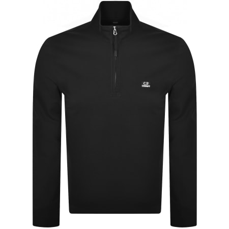 Product image for CP Company Half Zip Polo T Shirt Black