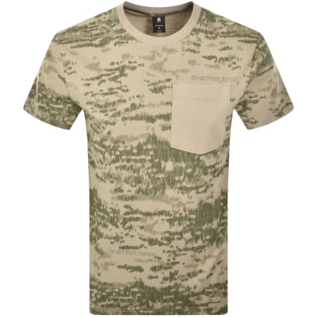 Product image for G-Star Camo Pocket Logo T Shirt Khaki