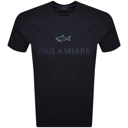 Product image for Paul And Shark Printed Logo T Shirt Navy Blue