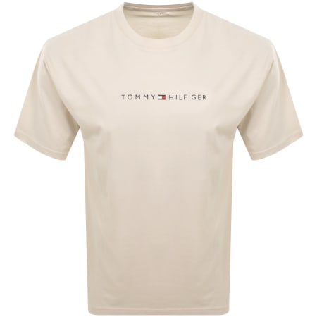 Product image for Tommy Hilfiger Logo T Shirt Newsprint Cream