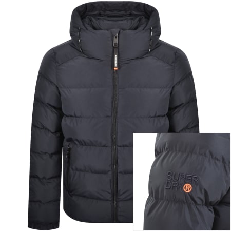 Product image for Superdry Hooded Sports Puffer Jacket Navy