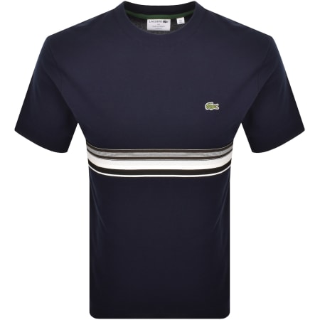 Product image for Lacoste Block Stripe T Shirt Navy