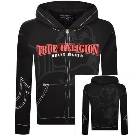 Product image for True Religion Cinched Zip Up Hoodie Black