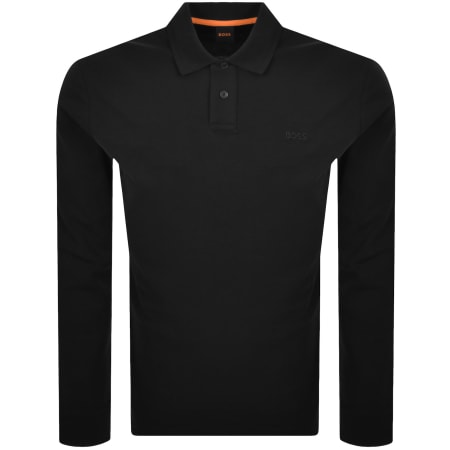 Product image for BOSS Interlock Long Sleeved Polo T Shirt Black