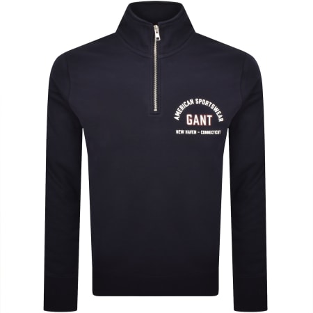 Product image for Gant Graphic Half Zip Sweatshirt Navy