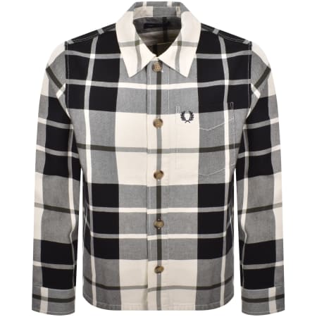 Product image for Fred Perry Tartan Twill Overshirt Ecru