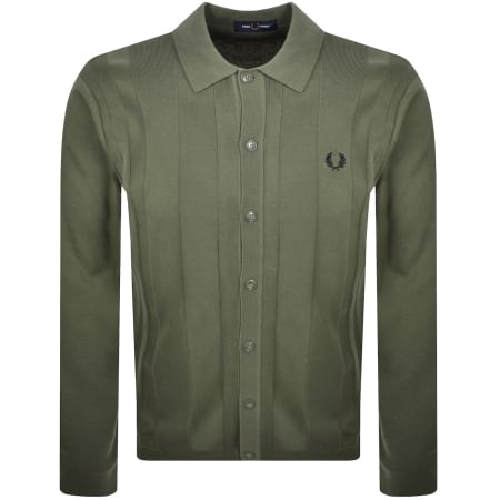 Product image for Fred Perry Button Through Knit Polo Shirt Green