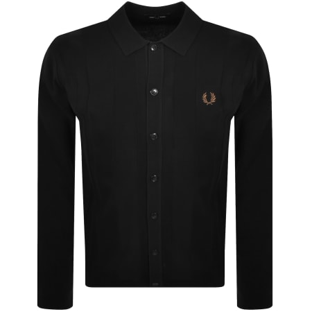 Product image for Fred Perry Button Through Knit Polo Shirt Black