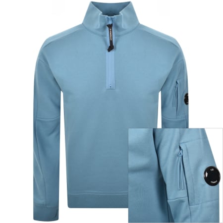 Product image for CP Company Quarter Zip Sweatshirt Blue