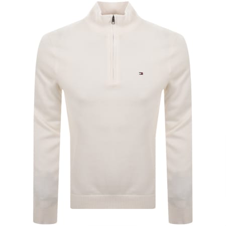 Product image for Tommy Hilfiger Quarter Zip Jumper Ivory Petal