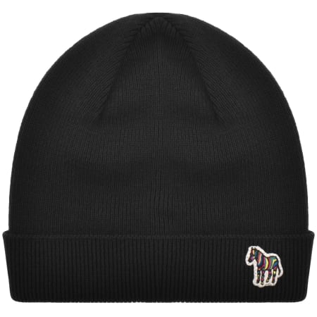 Product image for Paul Smith Rib Zebra Lambswool Beanie Hat Black