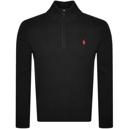 Product image for Ralph Lauren Half Zip Knit Jumper Black