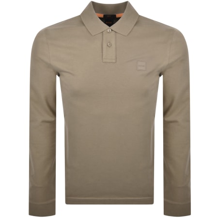 Product image for BOSS Long Sleeve Passerby Polo T Shirt Brown