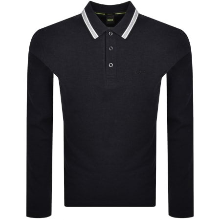 Product image for BOSS Plisy Long Sleeve Polo Navy