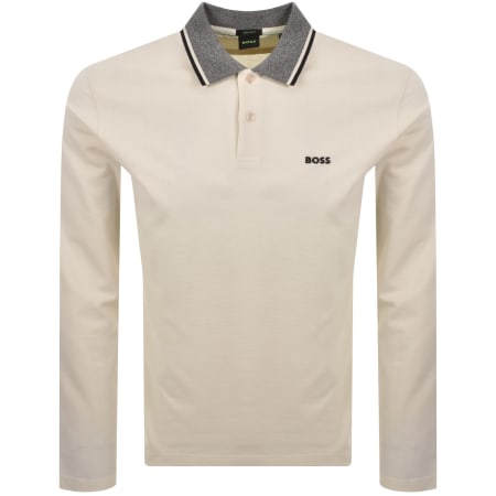 Product image for BOSS Plisy Long Sleeve Polo T Shirt Cream