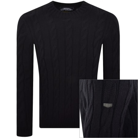 Product image for Superdry Jacob Cable Knit Jumper Navy