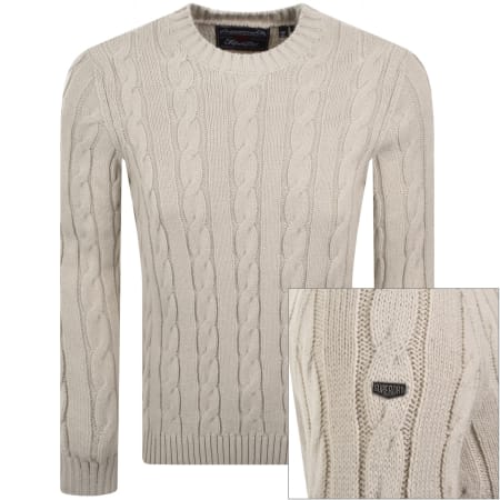 Product image for Superdry Jacob Cable Knit Jumper Cream
