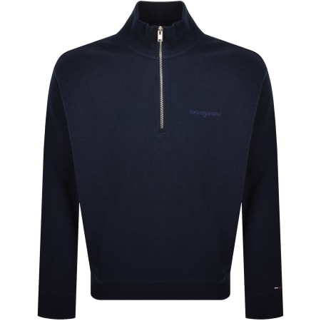 Product image for Tommy Jeans Flag Quarter Zip Sweatshirt Navy