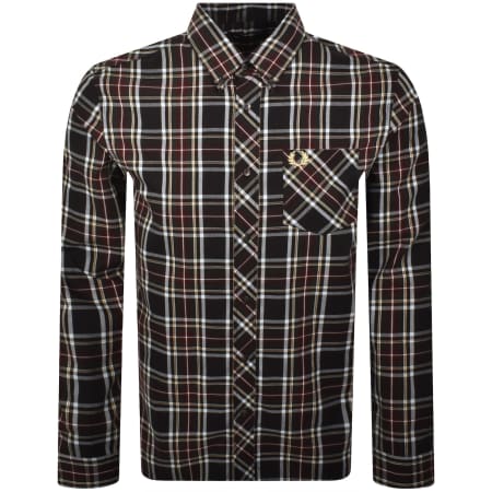 Product image for Fred Perry Long Sleeve Tartan Shirt Black